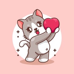 Adorable cat is giving hearts cartoon