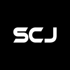SCJ letter logo design with black background in illustrator, vector logo modern alphabet font overlap style. calligraphy designs for logo, Poster, Invitation, etc.