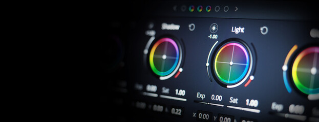 Color grading tools or RGB colour correction indicator on monitor in post production. Telecine full...