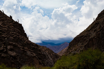 Mountain landscape on excursion to the mountain. Tilcara, Jujuy, Argentina.