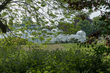 Belgium, Brussels, the pier and the Congo greenhouse seen from the wood