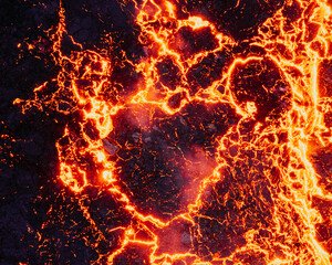 Heart-shaped lava cracks at Geldingadalur Eruption site