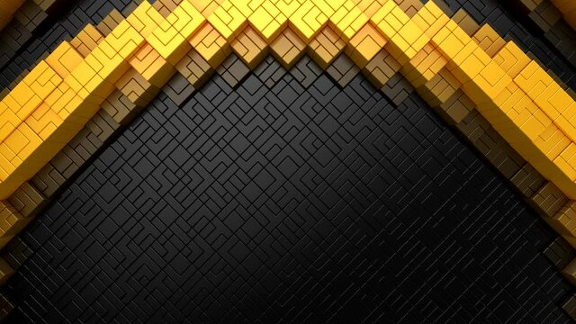 Rhombuses Form A Wave. Abstract motion, 3d rendering, 4k resolution
