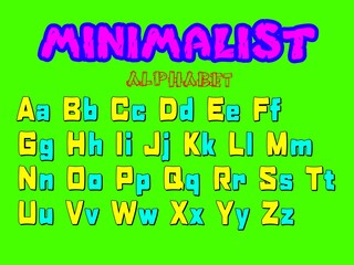 Vector images of minimalist alphabet typography on green background