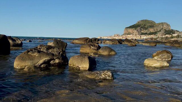 Ancient village of Cefalù, Sicily, Italy. Cefalù is one of the main tourist attractions of Sicily. Famous and picturesque is the Rocca di Cefalù.