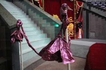 closed passage to the stairs rope fences indoors