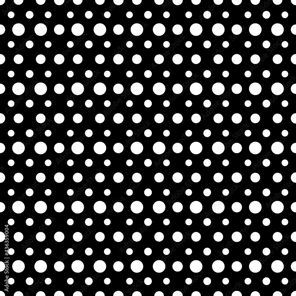 Poster white dots and black background. repeated dots ornament. vector.