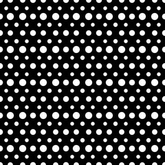 White dots and black background. Repeated dots ornament. Vector.