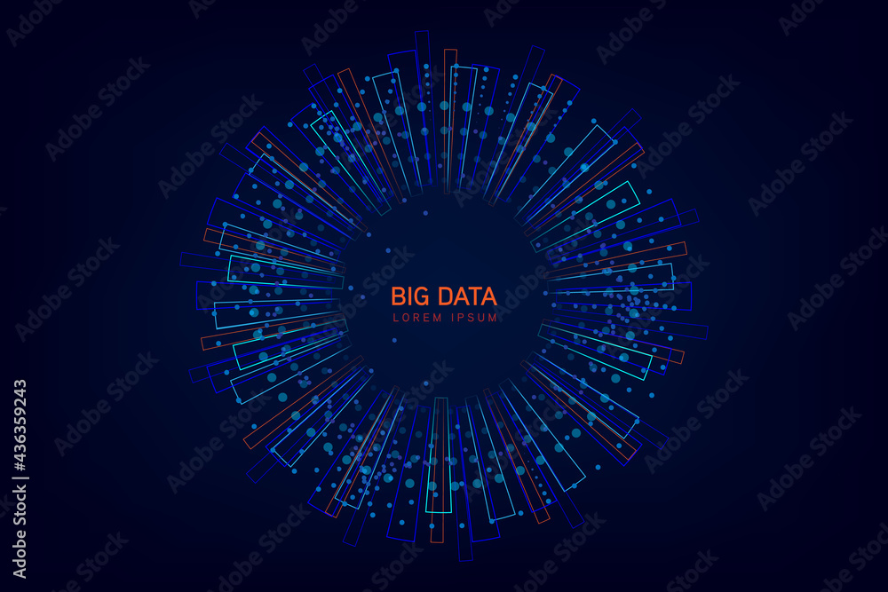 Poster abstract infographics visualization. big data code representation. futuristic network or business an