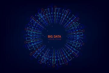 Abstract infographics visualization. Big data code representation. Futuristic network or business analytics. vector illustratione