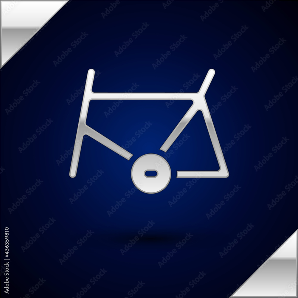 Wall mural Silver Bicycle frame icon isolated on dark blue background. Vector