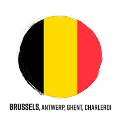 Fototapeta premium België, flag of Belgium, banner with grunge brush. 