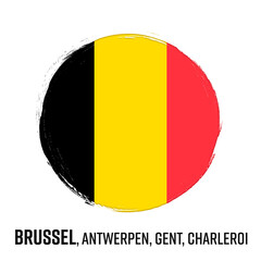 Fototapeta premium België, flag of Belgium, banner with grunge brush. 