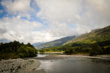 river in the mountains, during summer, in Chubut, Patagonia Argentina 