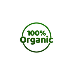 100% Organic Green Stamp Vector.