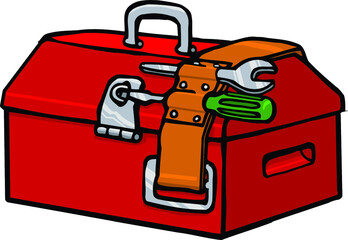 red tool box | construction belt 