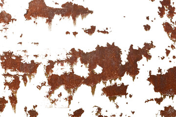 rust stains isolated on a white background. iron with corrosion - obrazy, fototapety, plakaty