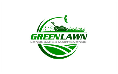 Illustration vector graphic of lawn care, landscape, grass concept logo design template 