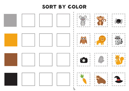 Sort by color. Educational game for learning primary colors.