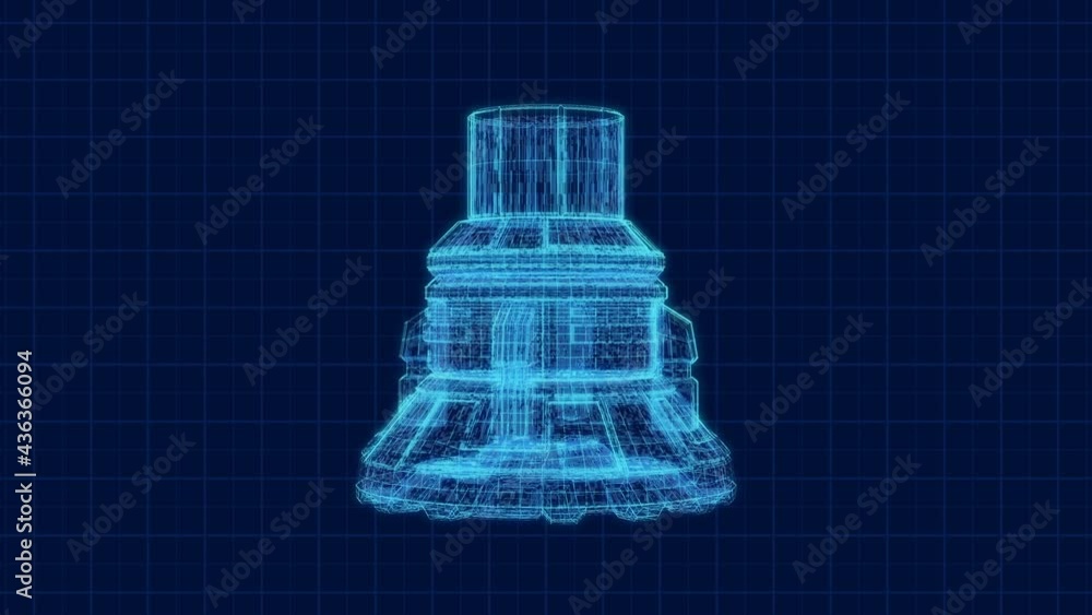 Poster futuristic mechanical design with a mechanical piece in wireframe, some space at the sides for custo