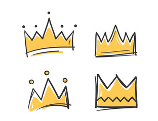 Colored hand drawn doodle crowns