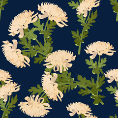 Seamless background with Japanese chrysanthemums.