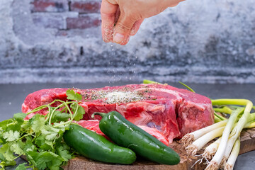Preparation of meat with seasonings