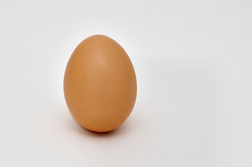 Single chicken egg on a white background