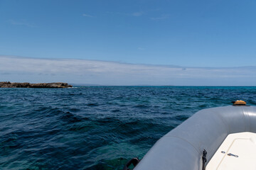 From a zodiac on the beach of Es Pujols in Formentera in the summer of 2021.