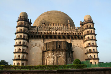 View of the backside of the famous monument Gol Gumbaz at Bijapur, Karnataka, India, Asia