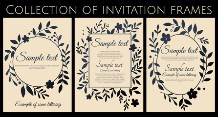 collection of light yellow and dark blue invitation with simple branches