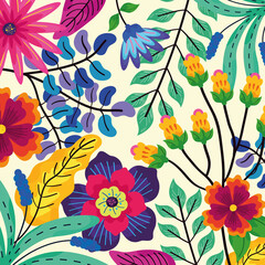 pattern of flowers and leaves
