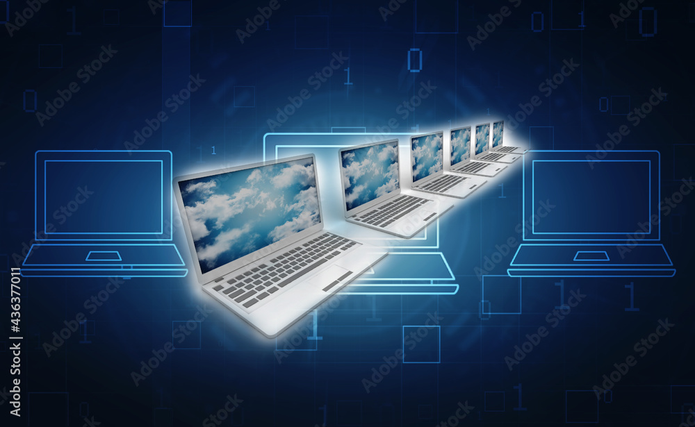 Aufkleber 3d rendering technology computer network
