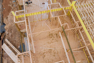 Framing beam of new house under construction home framing