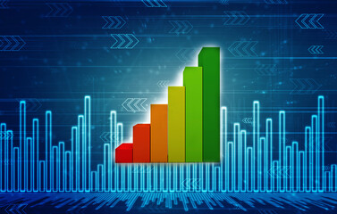 3d rendering Stock market online business concept. business Graph