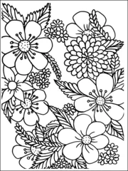 Foto op Canvas seamless pattern with flowers coloring page,flower coloring page © amjad