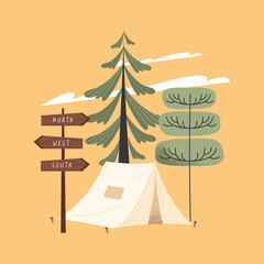 camping tent and trees