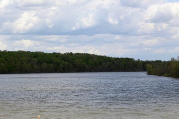 The beautiful lake in the countryside on a spring day.