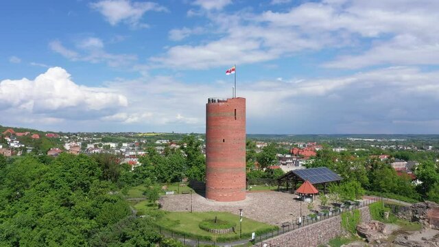 Grudziadz, Poland. Aerial view of Klimek Tower, the last remaining part of the Grudziadz Castle


