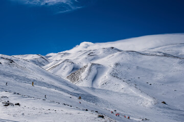 Fototapeta na wymiar Winter view of Erciyes mountain covered with snow in february 2021