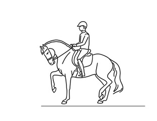 Vector illustration of horses sport, dressage athlete riding horse
