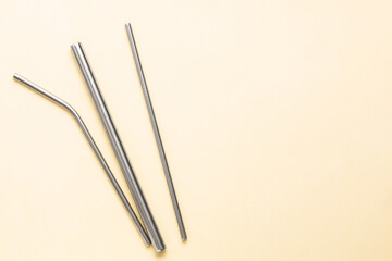 Three different types of Metallic straws 
