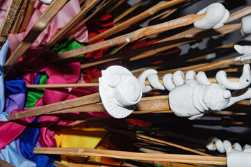 hats and reeds that adorn the floats