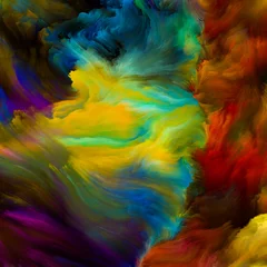Foto op Plexiglas Mix van kleuren Bloemblaadjes van verfstroom
