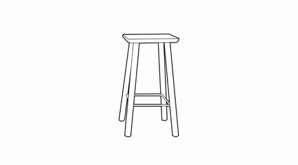 Vector Isolated Black and White Illustration of a Wooden Stool