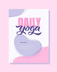 Daily Yoga Vector Illustration. Template for printing poster, flyer, advertising banner, certificate, gift card