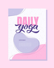 Daily Yoga Vector Illustration. Template for printing poster, flyer, advertising banner, certificate, gift card