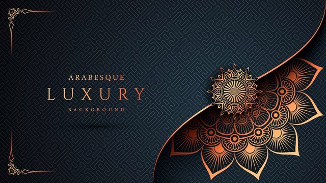Luxury Ornamental mandala background design with golden arabesque pattern and floral corner frame Arabic Islamic east style

