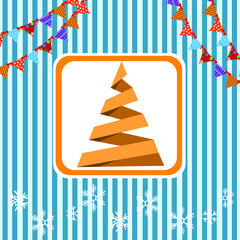 abstract christmas tree with snowflakes