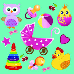 set of owls and birds